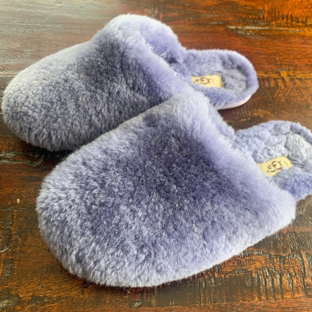 UGG Fluffy Lilac Purple Women’s Slide Scuff Dress Slippers 8